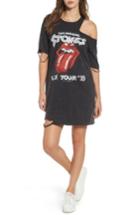 Women's Mimi Chica Stones Distressed Band T-shirt Dress - Black