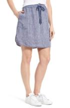 Petite Women's Caslon Easy Linen Skirt, Size P - Blue