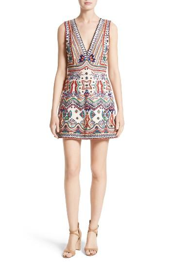 Women's Alice + Olivia Patty Embellished A-line Dress - Beige