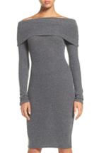 Women's Nsr Off The Shoulder Body-con Sweater Dress - Grey