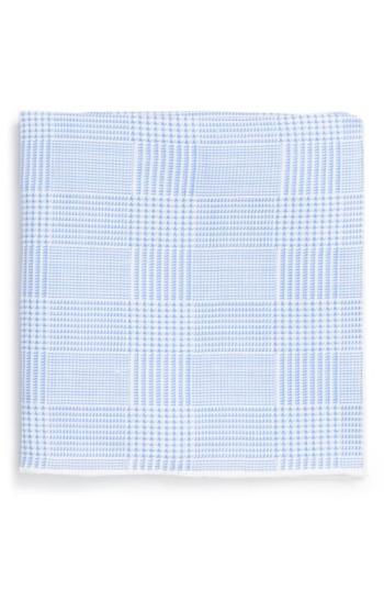 Men's Robert Talbott Plaid Linen Pocket Square, Size - Blue