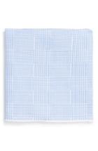 Men's Robert Talbott Plaid Linen Pocket Square, Size - Blue