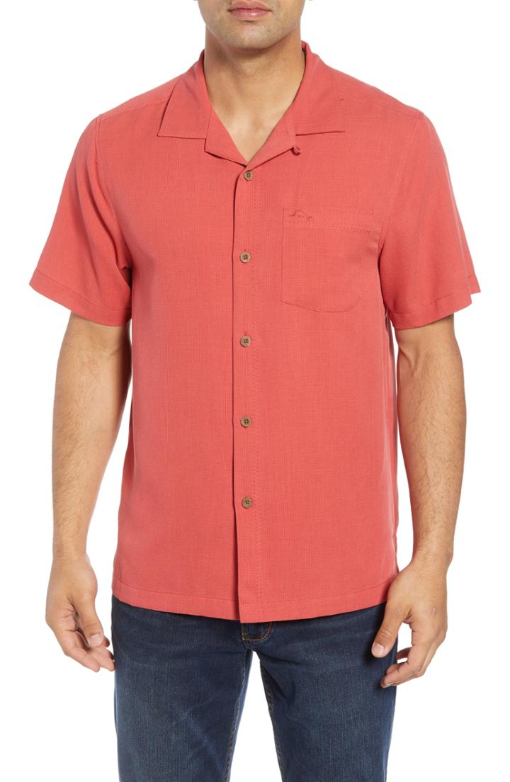 Men's Tommy Bahama Royal Bermuda Silk Blend Camp Shirt - Red