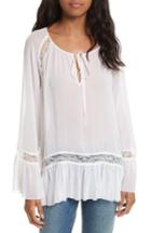 Women's Alice + Olivia Luma Bell Sleeve Silk Tunic - White
