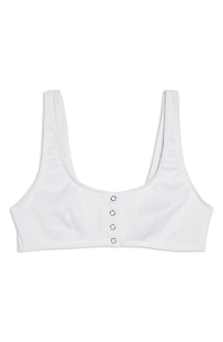 Women's Topshop Ribbed Bikini Top Us (fits Like 0) - White