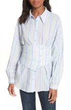 Women's Tibi Removable Corset Stripe Shirt, Size - Blue