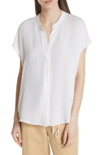 Women's Vince Back Slit Silk Top - White