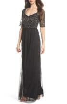 Women's Adrianna Papell Beaded Bodice Tulle Gown - Black