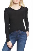 Women's Madewell Ruffle Sleeve Pullover Sweater, Size - Black