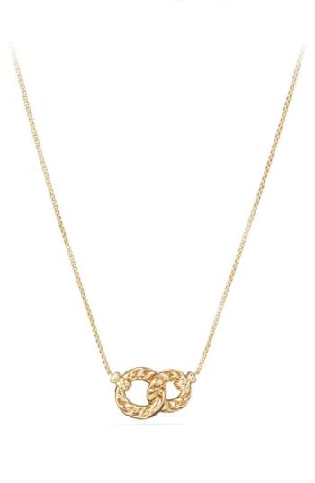 Women's David Yurman Belmont Extra-small Double Curb Link Necklace With Diamonds In 18k Gold
