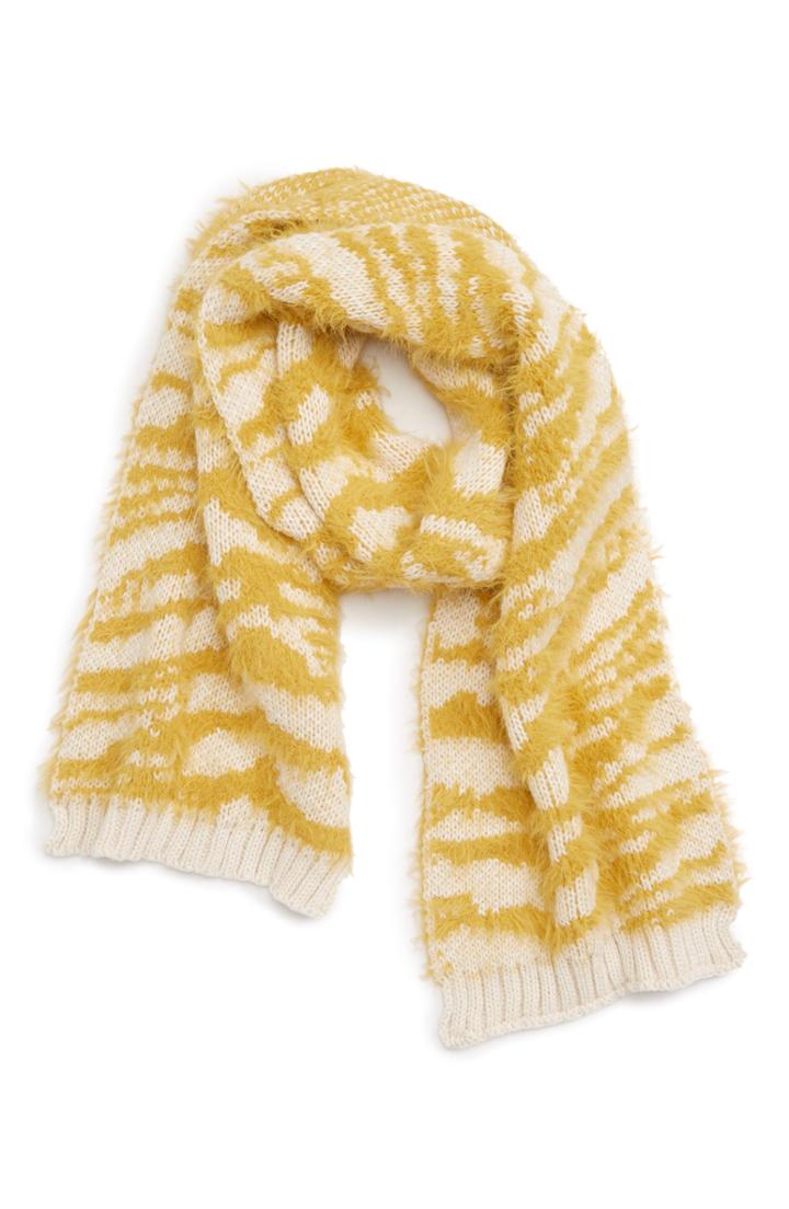 Women's Bp. Jacquard Knit Scarf, Size - Yellow