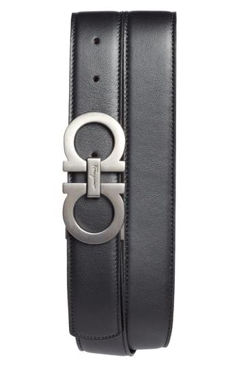 Men's Salvatore Ferragamo Reversible Leather Belt - Nero/ Brown