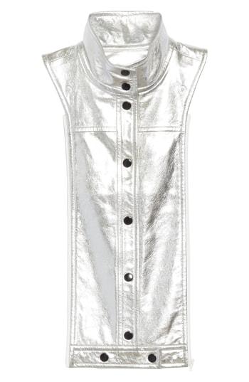 Women's Veronica Beard Rocco Leather Dickey, Size - Metallic