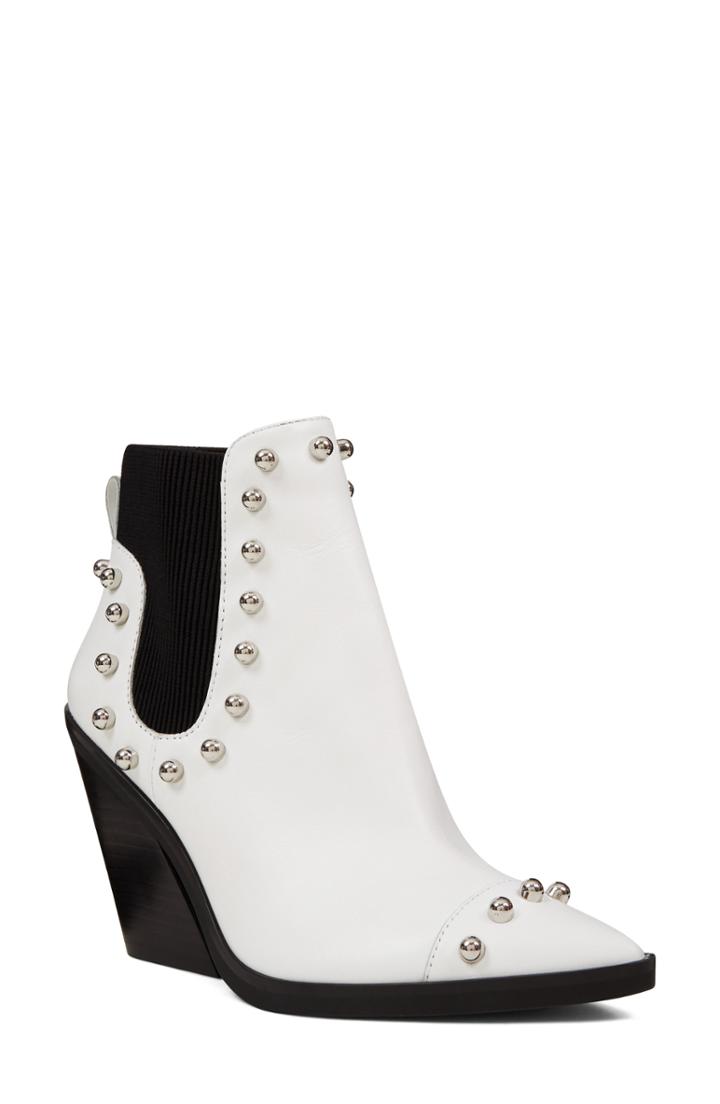 Women's Nine West Zoneout Studded Chelsea Bootie .5 M - White