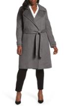 Women's Badgley Mischka Double Face Wool Blend Wrap Front Coat