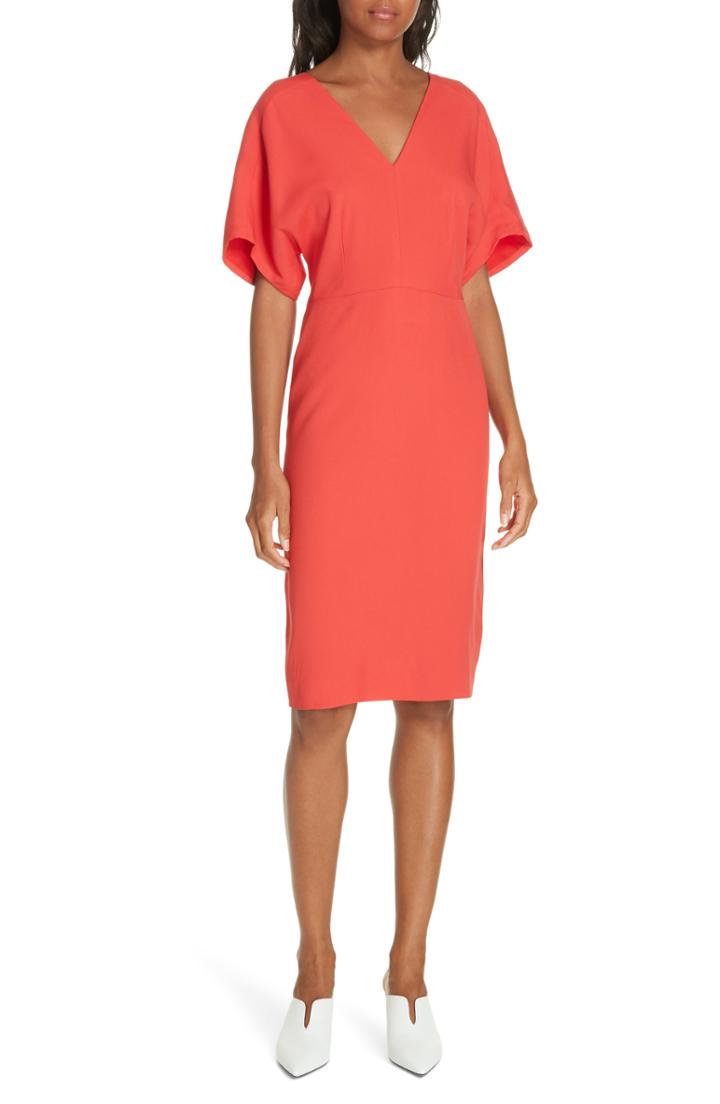 Women's Lewit V-neck Crepe Dress - Red