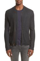 Men's John Varvatos Collection Asymmetrical Zip Sweater - Black