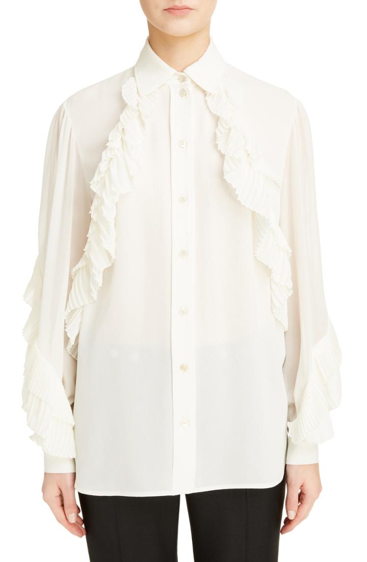 Women's Kate Spade New York Ruffle Sleeve Silk Top