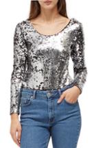 Women's French Connection Zena Sequin Top - Grey