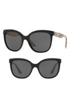 Women's Burberry Marblecheck 55mm Square Sunglasses - Black Solid