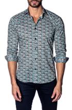Men's Jared Lang Slim Fit Car Print Sport Shirt, Size - White