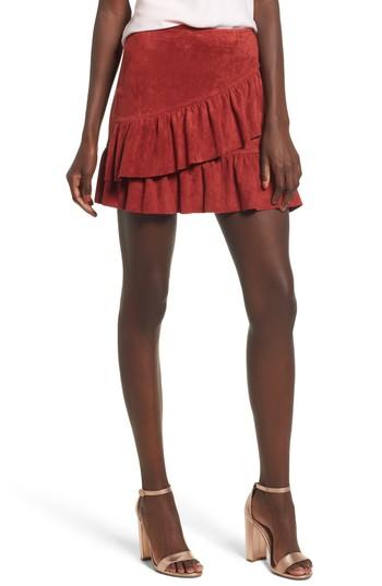 Women's Soprano Faux Suede Ruffle Miniskirt