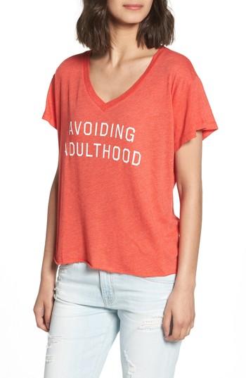 Women's Wildfox Avoiding Adulthood Romeo Tee, Size - Red