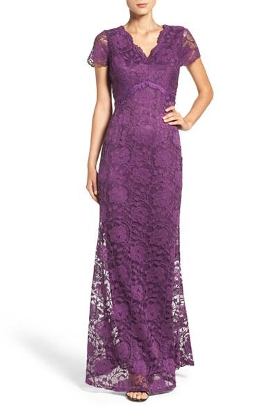 Women's Ellen Tracy Lace Gown - Purple