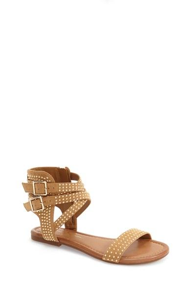 Women's Jessica Simpson 'karessa' Studded Flat Sandal M - Brown