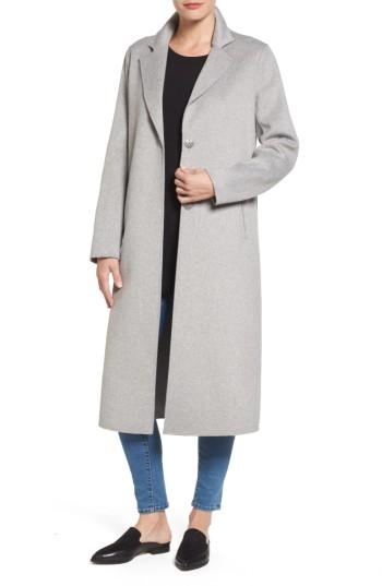 Women's Kenneth Cole New York Double Face Wool Blend Long Coat - Grey
