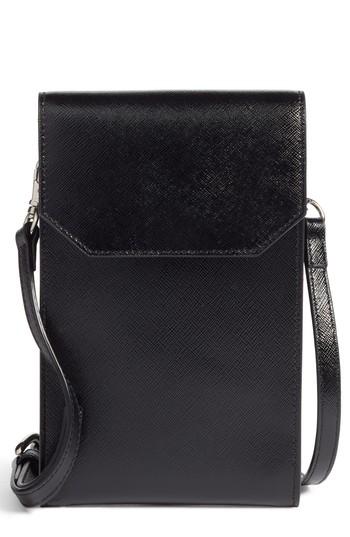 Nordstrom Leather Phone Crossbody Bag - Black