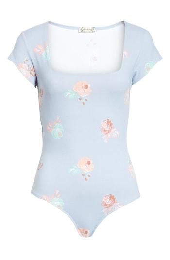 Women's Free People Floral Square Neck Thong Bodysuit