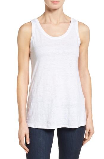 Petite Women's Eileen Fisher U-neck Organic Linen Tank P - White