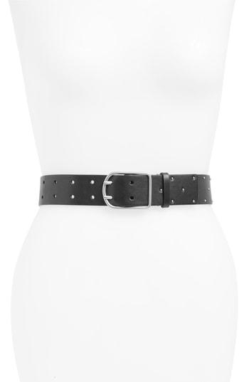Women's Allsaints Micro Studded Belt - Black/ Dull Nickel