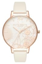 Women's Olivia Burton Abstract Floral Faux Leather Strap Watch, 38mm