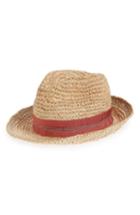 Women's Lola Hats Tarboush Azure Raffia Hat - Red