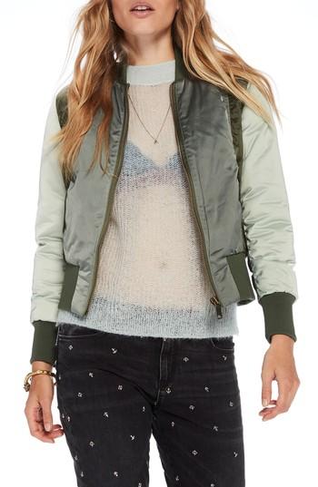 Women's Scotch & Soda Crop Bomber Jacket - Green
