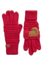 Women's Cc Rib Knit Tech Gloves, Size - Pink