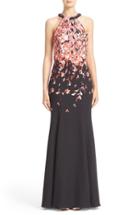 Women's St. John Collection Black Flamingo Degrade Print Gown