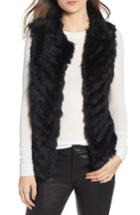 Women's La Fiorentina Genuine Rabbit Fur & Acrylic Knit Vest - Black