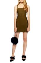 Women's Topshop Ruched Long Sleeve Dress Us (fits Like 0) - Green
