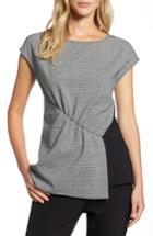 Women's Halogen Gathered Front Mixed Media Top - Black