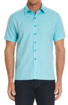 Men's Robert Graham Cullen Squared Regular Fit Short Sleeve Sport Shirt - Blue