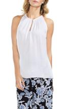 Women's Vince Camuto Rumpled Satin Keyhole Top, Size - White