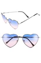 Junior Women's Bp. Heart Shaped 58mm Sunglasses - Ombre Purple Blue/ Silver