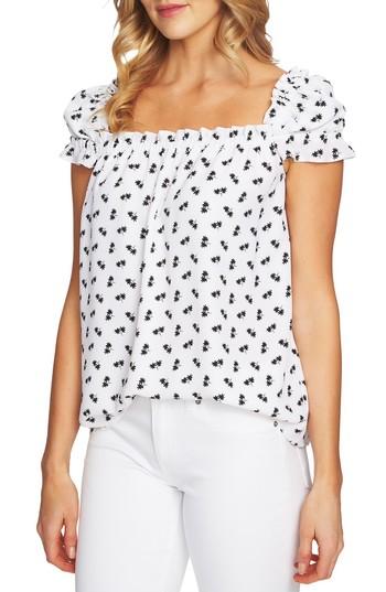 Women's Cece Square Neck Print Top - Ivory