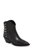Women's Marc Fisher Baily Studded Western Bootie .5 M - Black