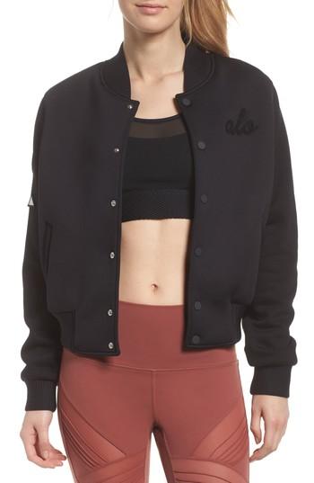 Women's Alo League Varsity Jacket - Black