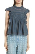 Women's Isabel Marant Etoile Vivia Lace Trim Top Us / 38 Fr - Blue