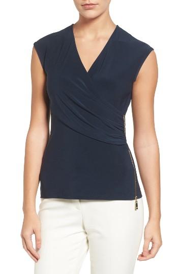 Women's Chaus Zip Faux Wrap Top
